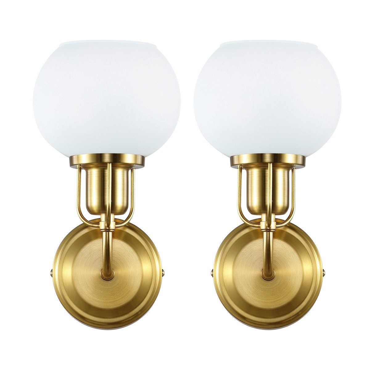 Huron 6.25" Wall Sconce - Brass / White - Safavieh - Image 0