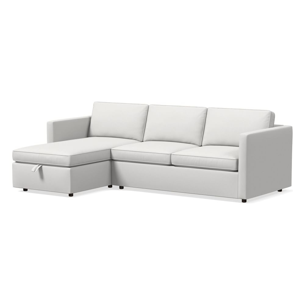 Harris 101" Left Multi Seat 2-Piece Chaise Sectional w/ Storage, Standard Depth, Performance Washed Canvas, White - Image 0