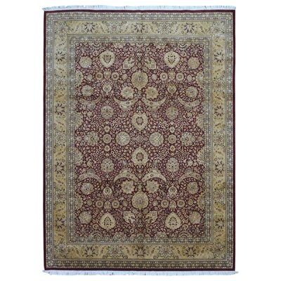 One-of-a-Kind Cranford Hand-Knotted Tabriz Maroon 9'2" x 12'3" Wool Area Rug - Image 0