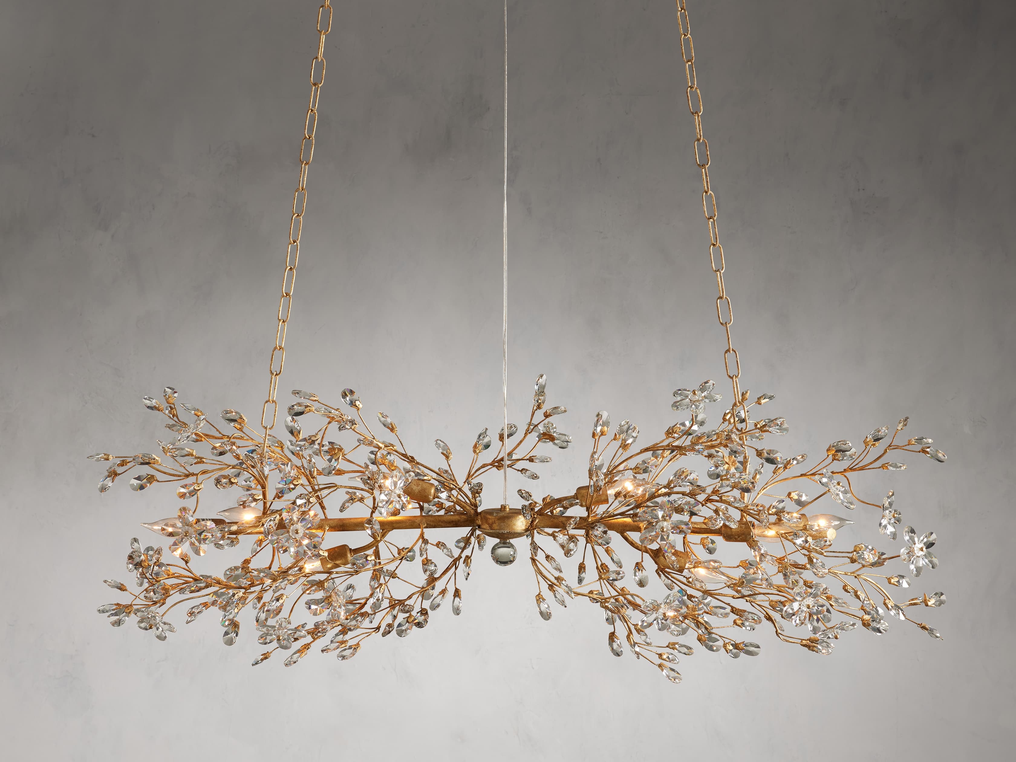 Fiore Linear Chandelier in Crystal 51" Brass  Gold  - Image 0