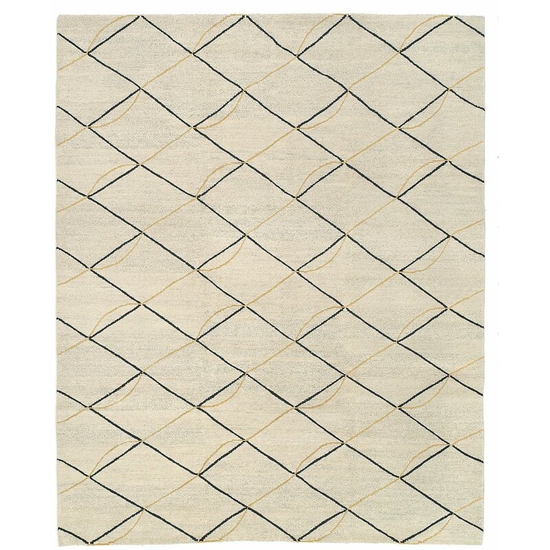Tufenkian Archloop Laura Kirar Hand-Knotted Black/Gold/White Area Rug - Image 0