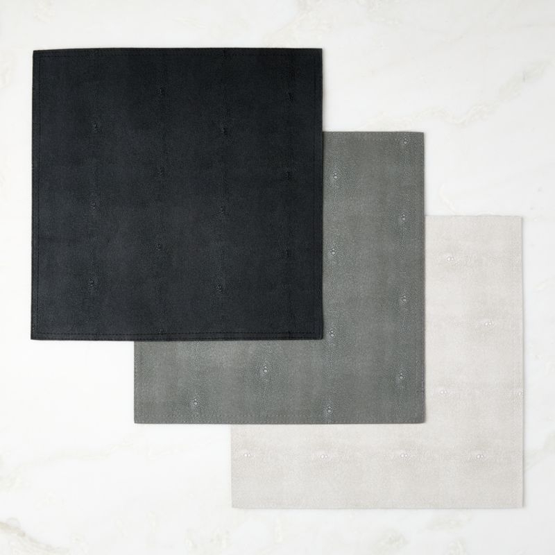 Black Shagreen Faux-Leather Square Placemat - Image 1