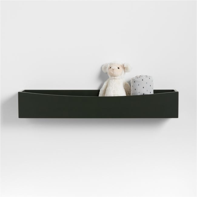Hampshire Olive Green Wood Kids Wall Shelf - Image 0