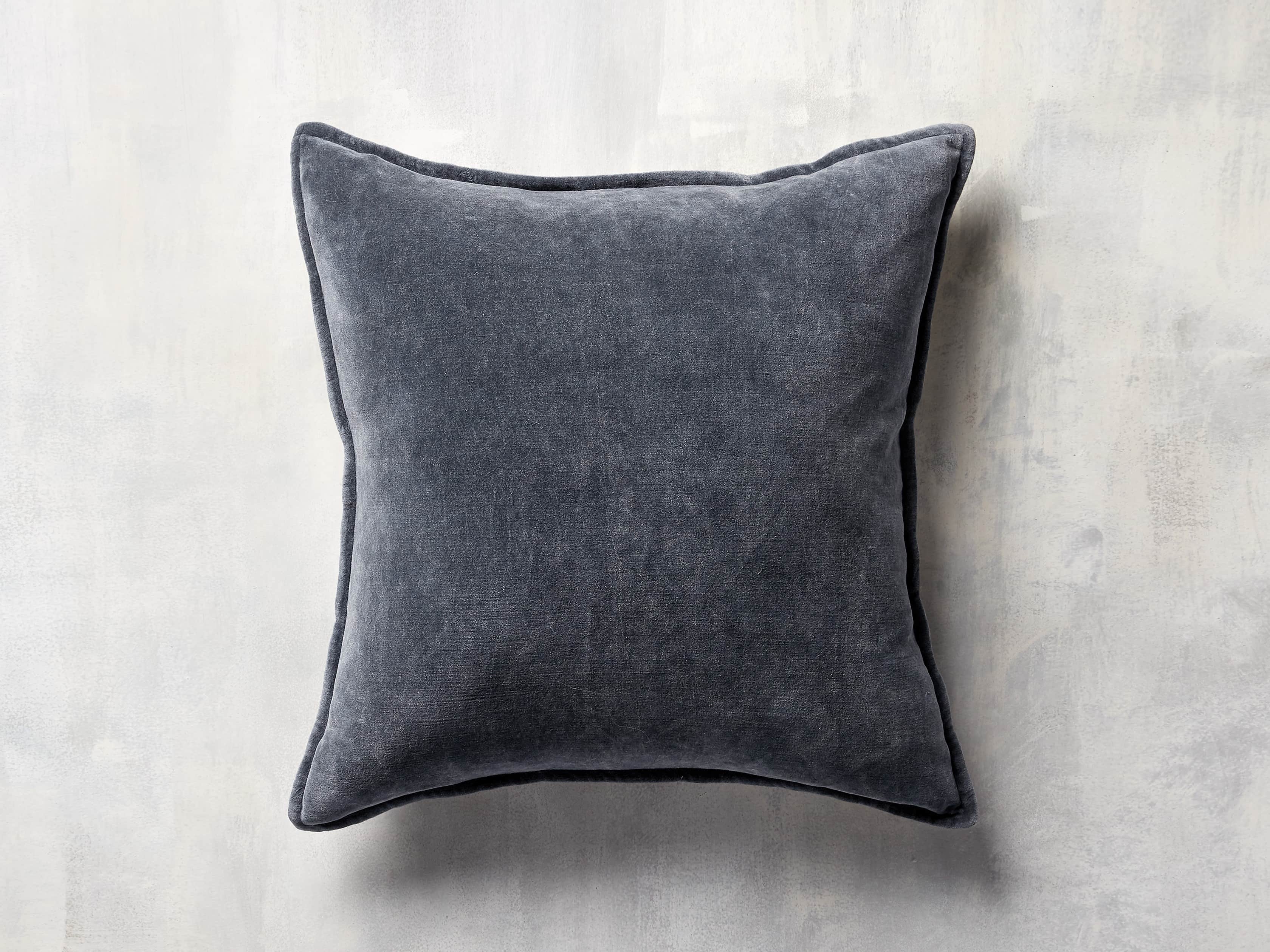 Stone Washed Square Pillow Cover Velvet in Blue  Indigo - Image 0