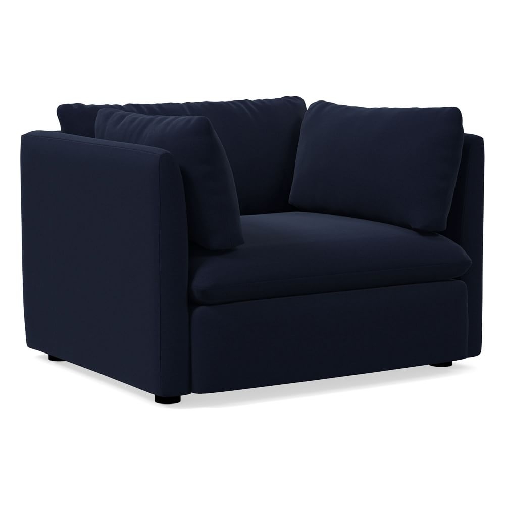 Shelter Chair & A Half, Poly, Distressed Velvet, Ink Blue, Concealed Support - Image 0