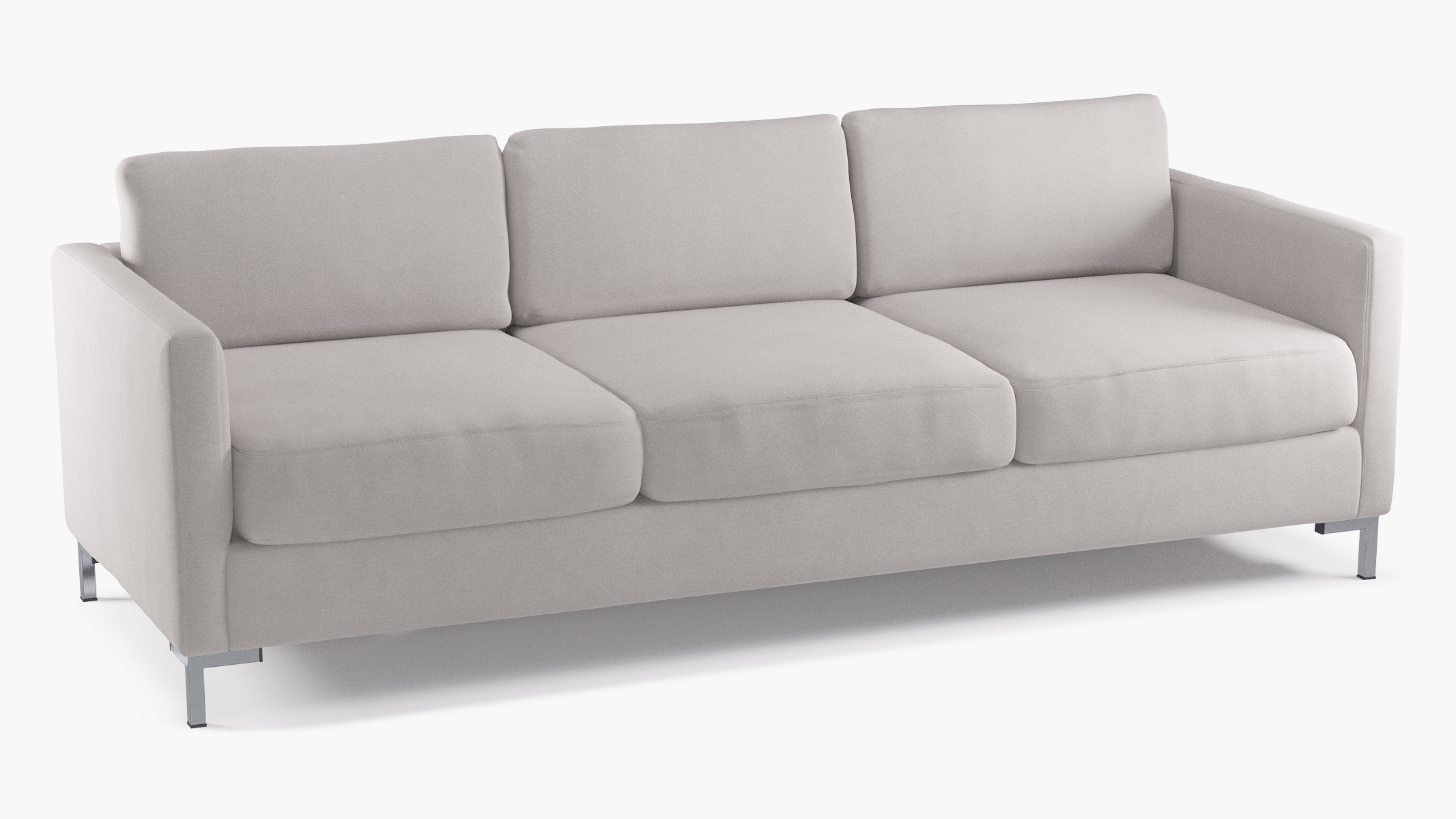 Modern Sofa, Platinum Velvet, Chrome - Image 1