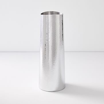 Hammered Silver Vases, Large Tapered, Silver - Image 0