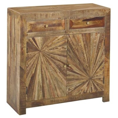40 Inch Reclaimed Mango Wood Small Accent Cabinet With 2 Drawers And 2 Doors - Image 0