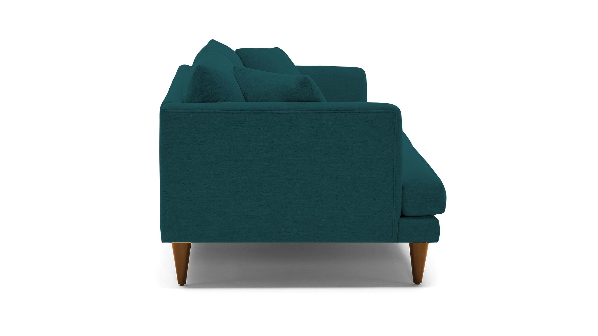 Blue Lewis Mid Century Modern Sofa - Royale Peacock - Mocha - Cone - Image 2