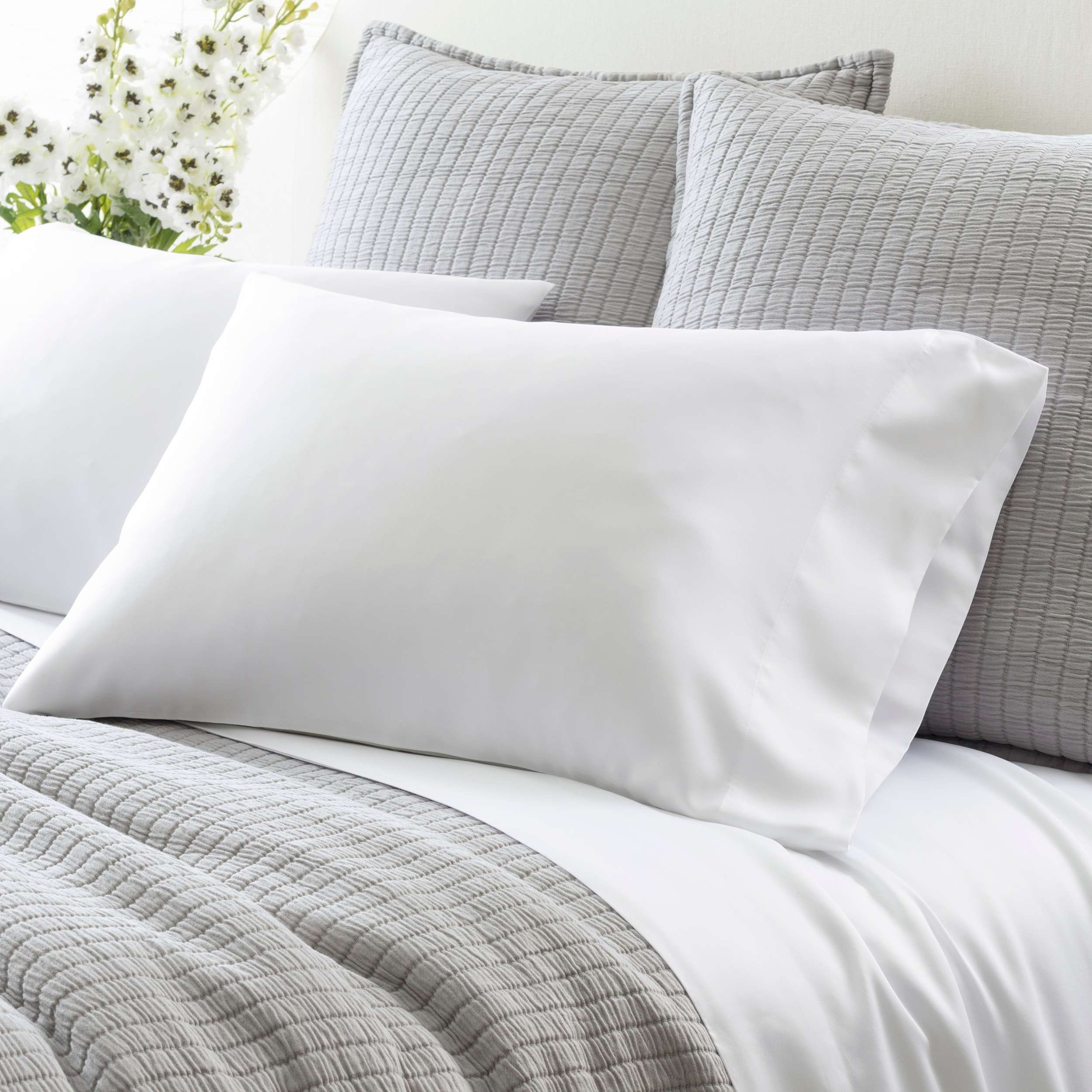 Silken Solid White Pillowcases (Pair) - Image 0