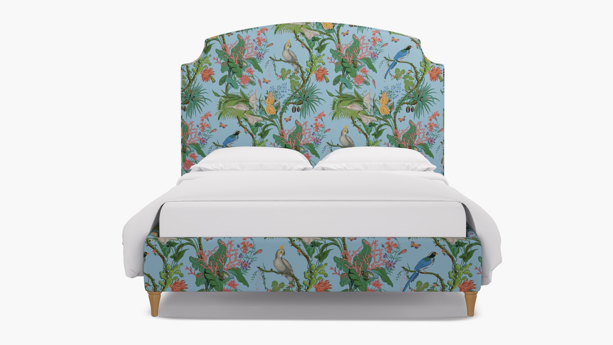 Cove Bed, Sky Cinque Terra, Natural Decorative Tapered Leg, Queen - Image 0