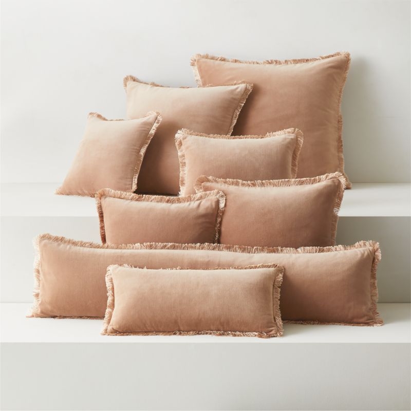 Bettie Light Brown Velvet Throw Pillow with Down-Alternative Insert 18"x18" - Image 2