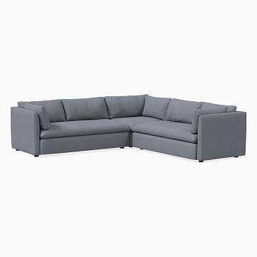 Shelter Sectional Set 03: LA Sofa, Corner, RA Sofa, Poly, Deco Weave, Pearl Gray, Concealed Support - Image 1