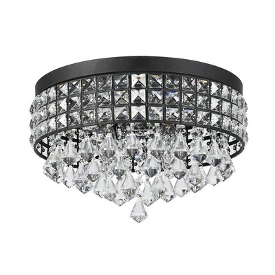 Modern Chandelier LED Crystal Pendant Lamp Round Ceiling Brushed Black Light New - Image 0