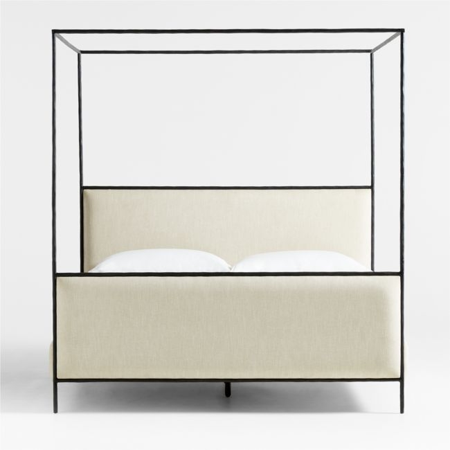 Dahlia Hand-Forged Steel Framed Upholstered Canopy King Bed - Image 0
