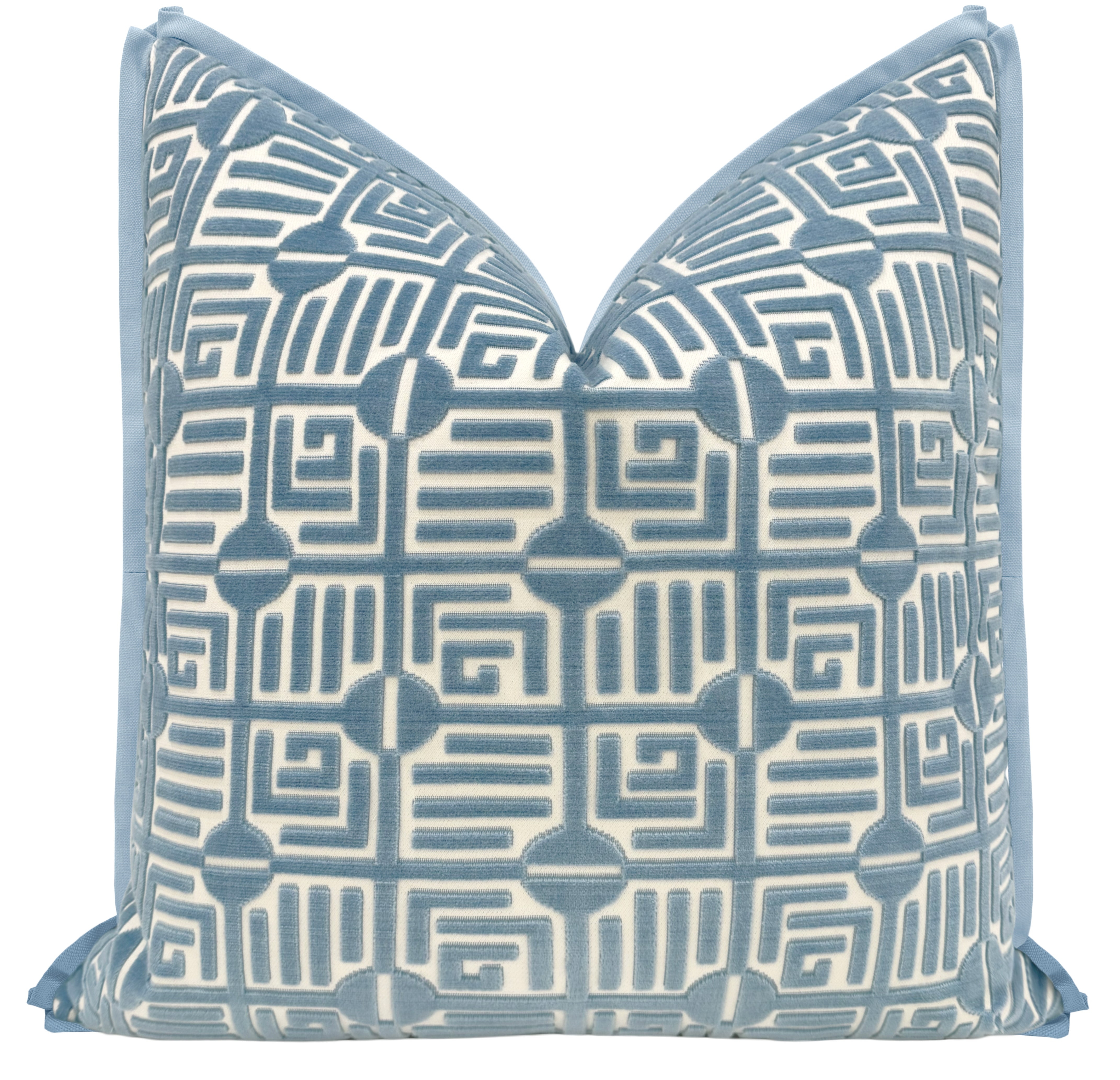 LABYRINTH VELVET // BLUE | THIBAUT - 20" X 20" / BUTTERFLY FLANGE / Powder Blue - Image 0