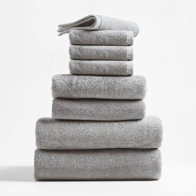 Organic Turkish Cotton Grey Towels, Set of 8 - Image 0
