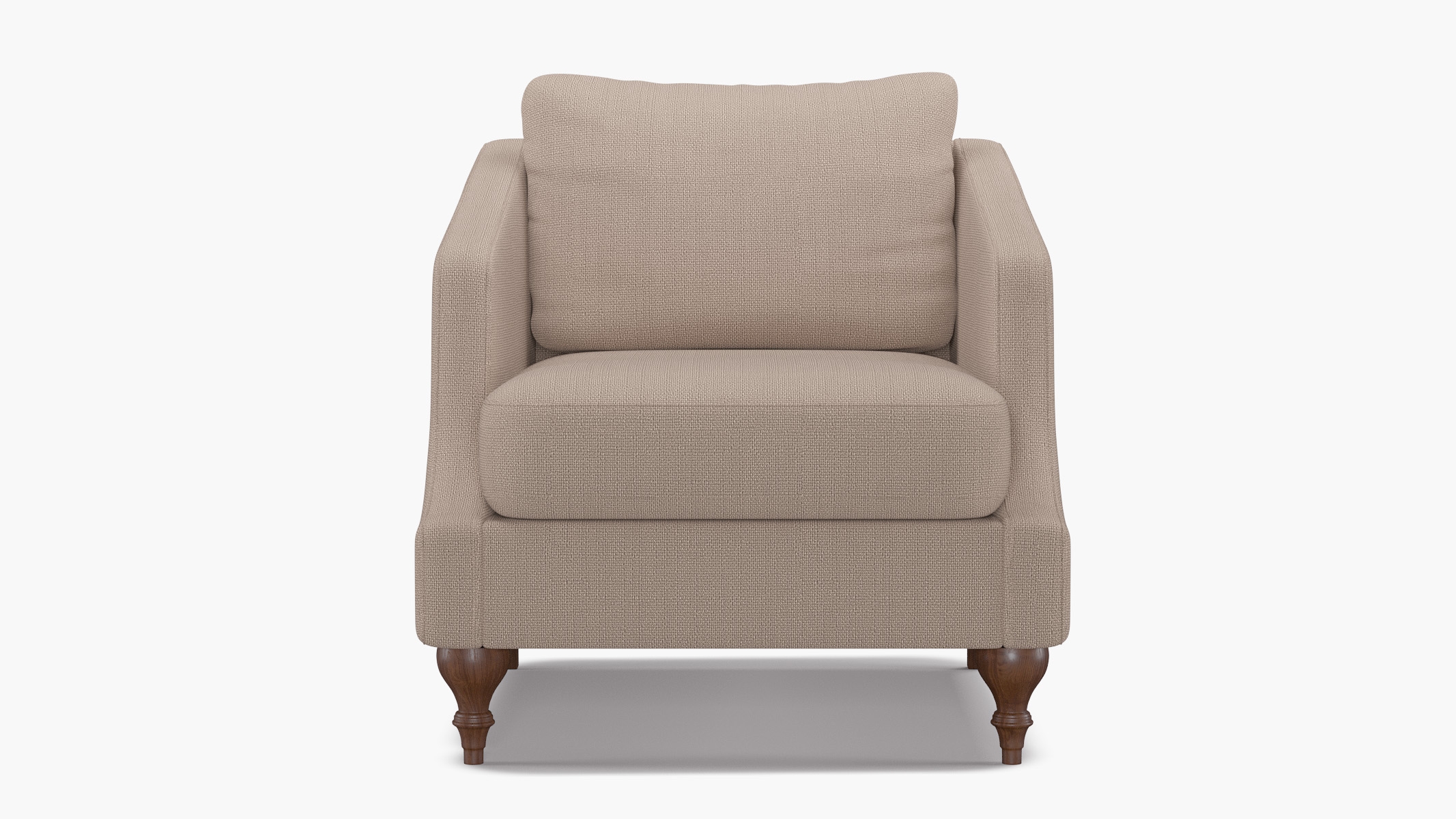 Slope Arm Chair, Husk Everyday Linen, Walnut Turned Wood Leg - Image 0