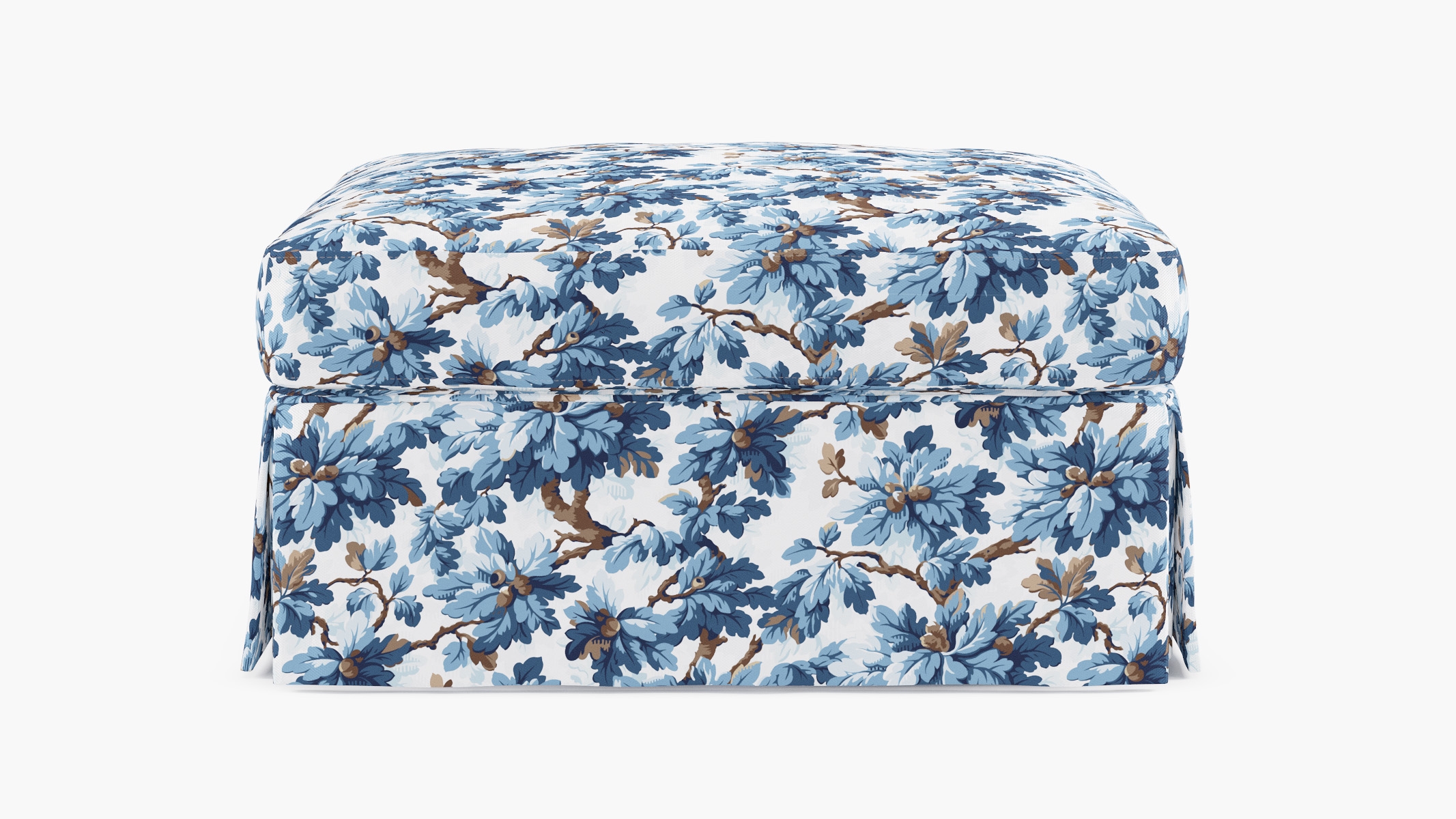 Skirted Cocktail Ottoman, Delft Woodland - Image 0