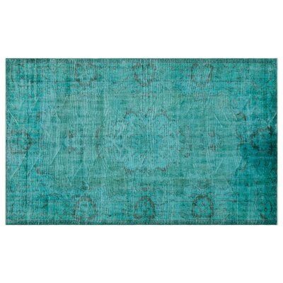 One-of-a-Kind Hand-Knotted 1960s Turkish Turquoise 5'9" x 9'3" Area Rug - Image 0