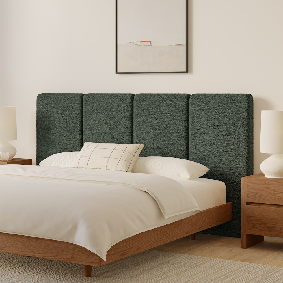 Noel King Headboard - Green Wool Bouclé - Image 0