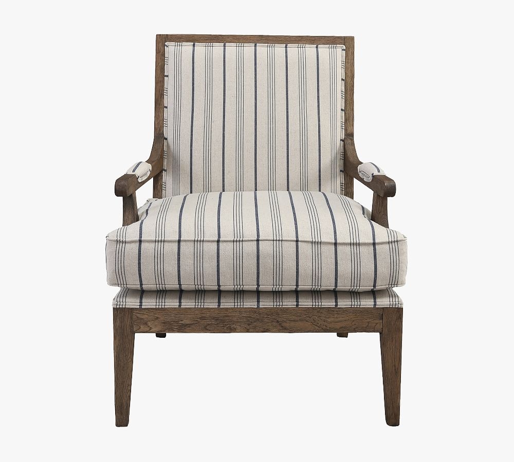 Salisbury Upholstered Armchair, Blue Stripe - Image 0