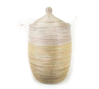 Tilda Two-Tone Woven Basket, Natural - Wide - Image 1