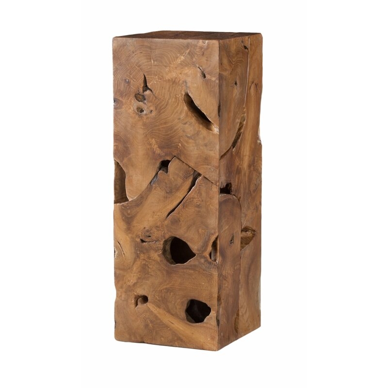 Phillips Collection Teak Chunk Square Pedestal Sculpture - Image 0