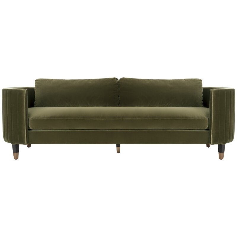 Safavieh Couture Winford Velvet Sofa Upholstery Color: Dark Olive Green. In Stock 9/8 - Image 0
