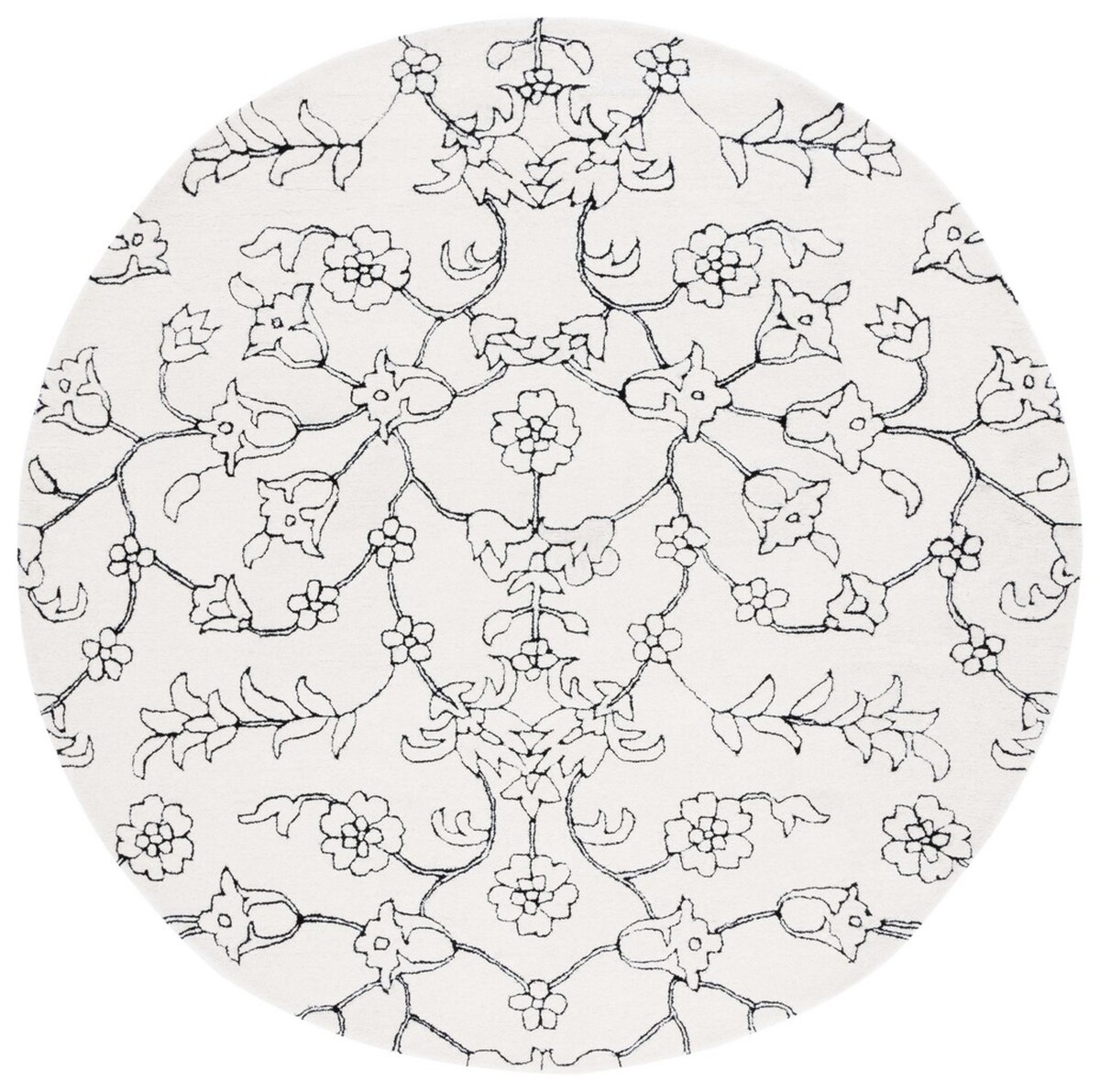 Safavieh Hand Tufted Area Rug, FTV135A, Ivory/Black, 7' X 7' - Image 0