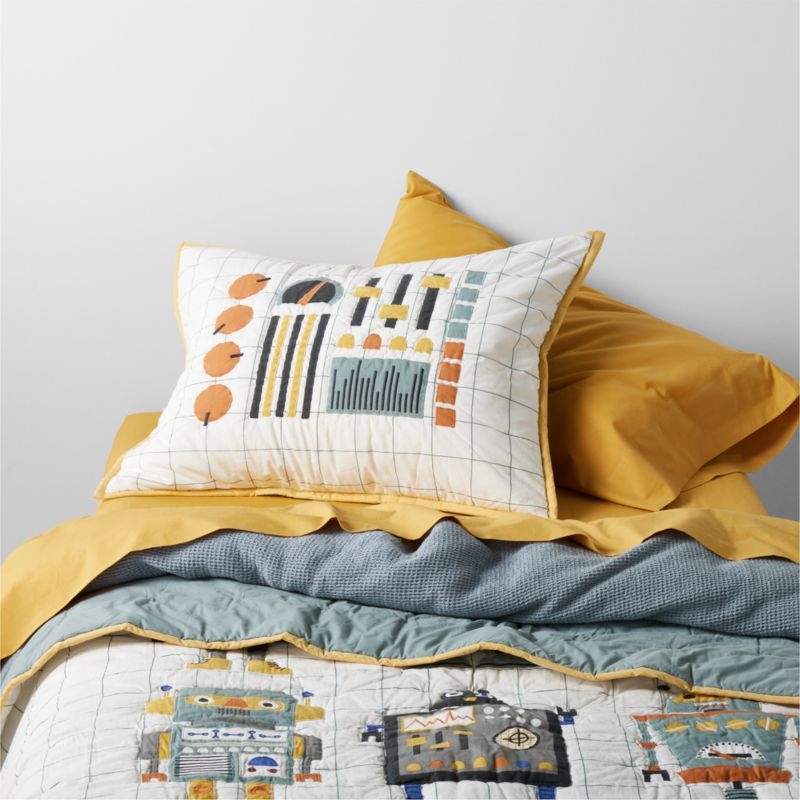 Modern Robot Organic Cotton Kids Pillow Sham - Image 1