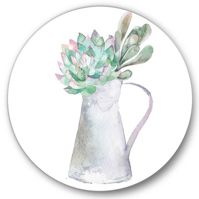Succulent Home Plant - Traditional Metal Circle Wall Art - Image 0