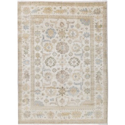One-of-a-Kind Demirji Oushak Hand-Knotted White/Beige 10'1" x 13'10" Wool Area Rug - Image 0