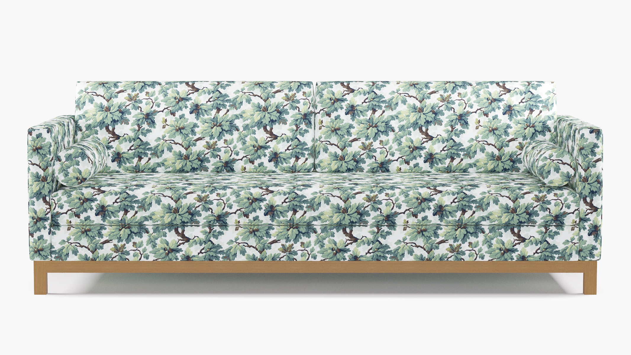 Tailored Tuxedo Sofa, Sage Woodland, Natural Wood Rail - Image 0