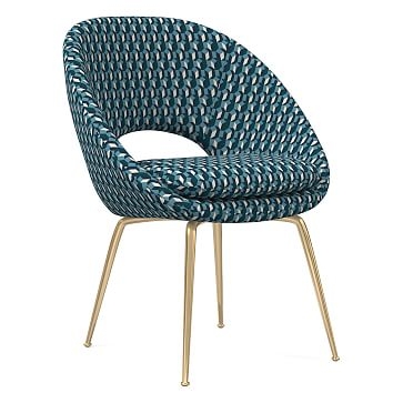 Orb Dining Chair, Block Geo, Blue Teal, Antique Brass - Image 0