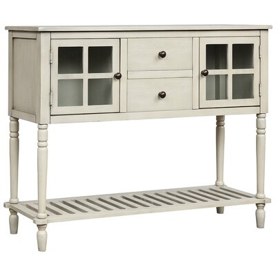Sideboard Console Table With Bottom Shelf, Farmhouse Wood/Glass Buffet Storage Cabinet Living Room-CHH-WF193444 - Image 0