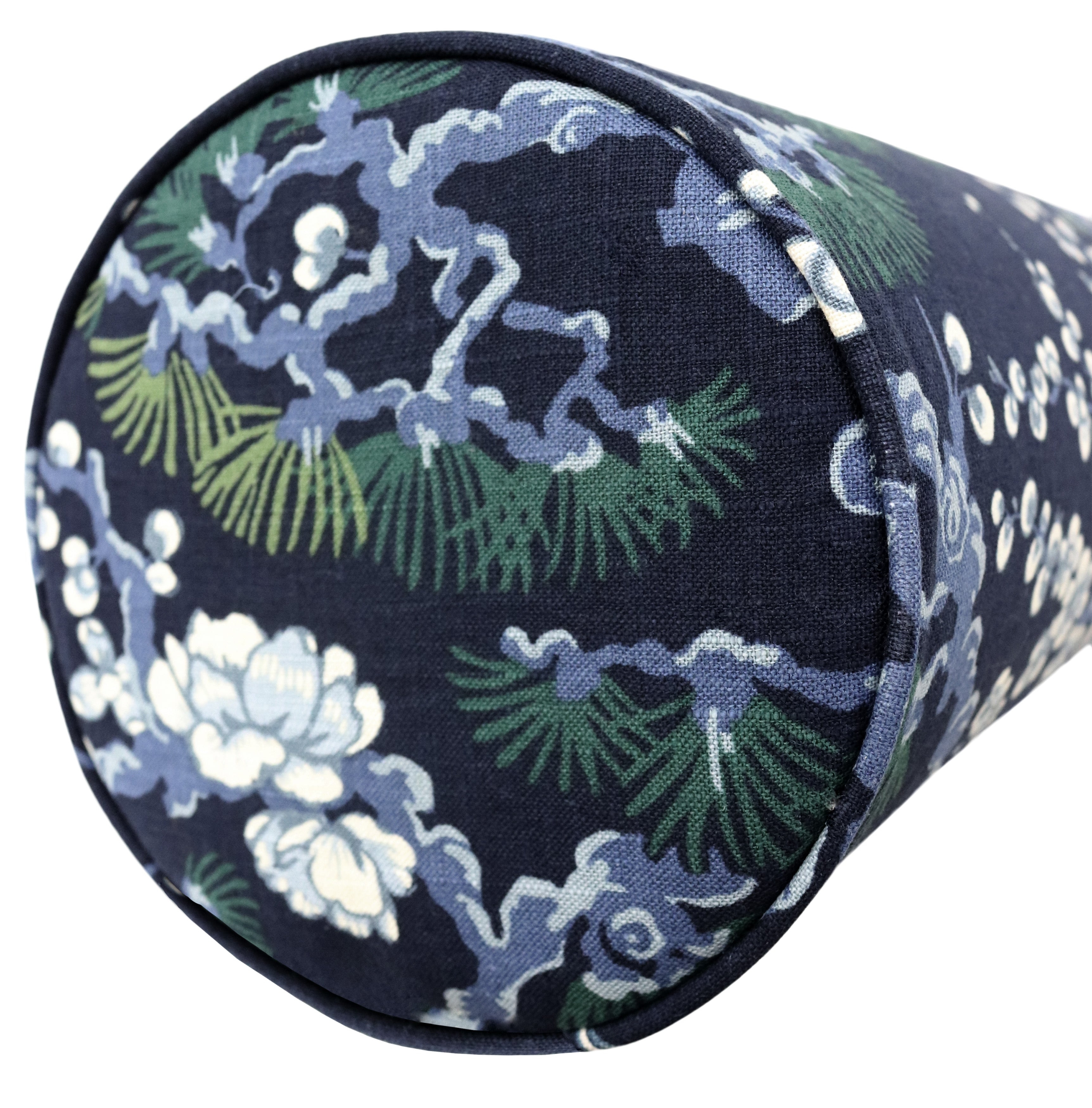 THE BOLSTER :: TRELLIS LINEN PRINT // NAVY BLUE - BY THE YARD - Image 1