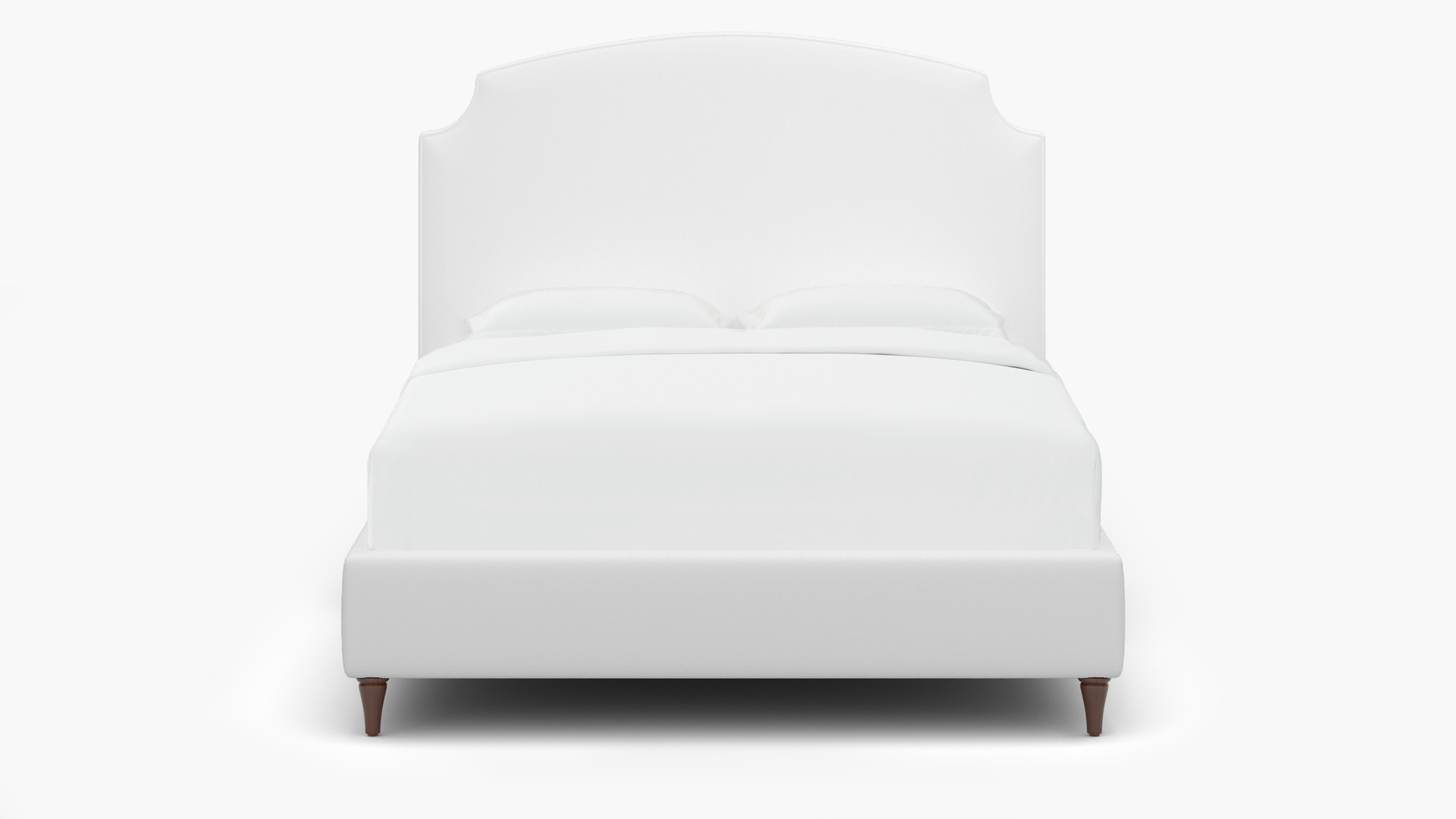 Cove Bed, White Twill, Walnut Decorative Tapered Leg, Twin - Image 0