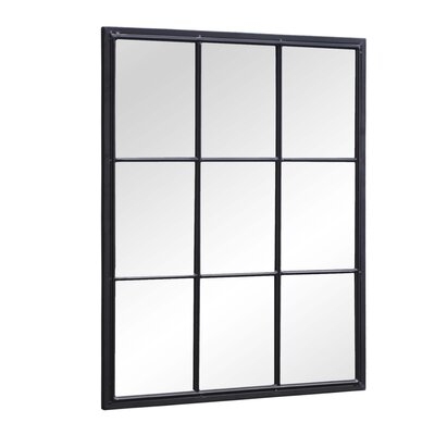 36"H Rectangular Windowpane Metal Wall Mirror - Black - Image 0