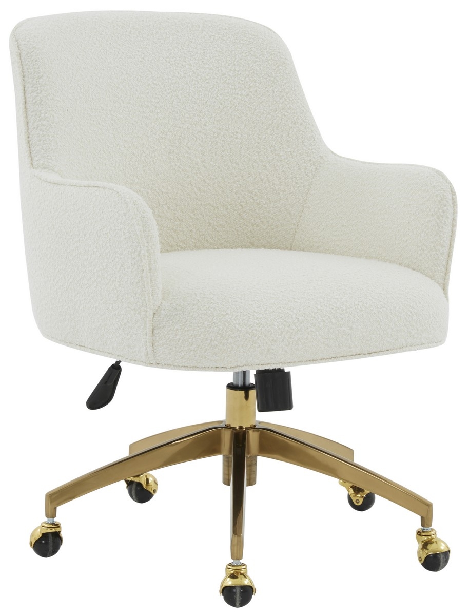 Kierstin Boucle Adjustable Swivel Desk Chair - Ivory/Gold - Image 3