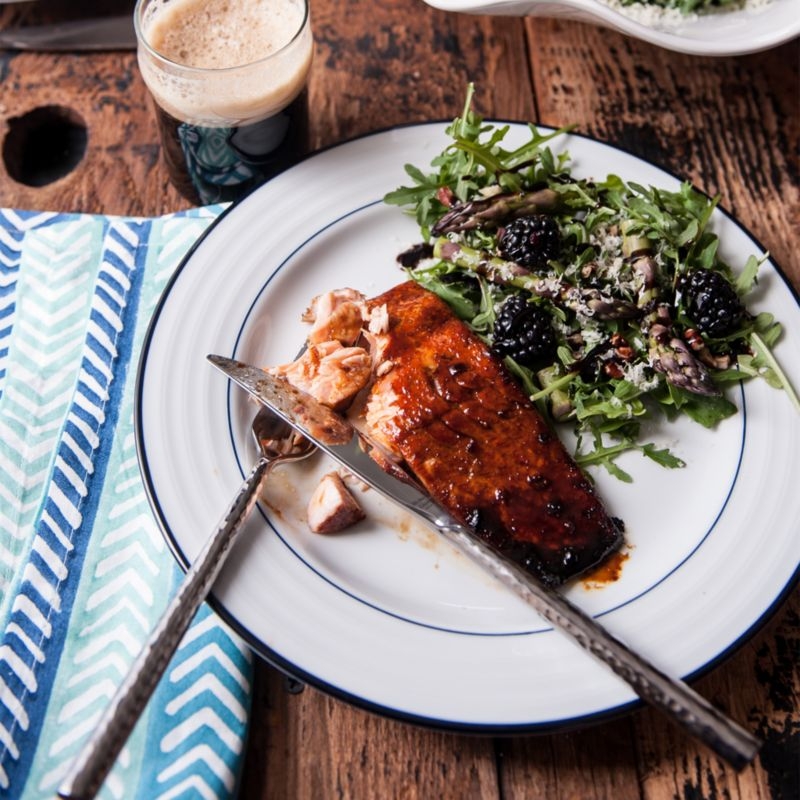 Roulette Blue Band Dinner Plates, Set of 8 - Image 1