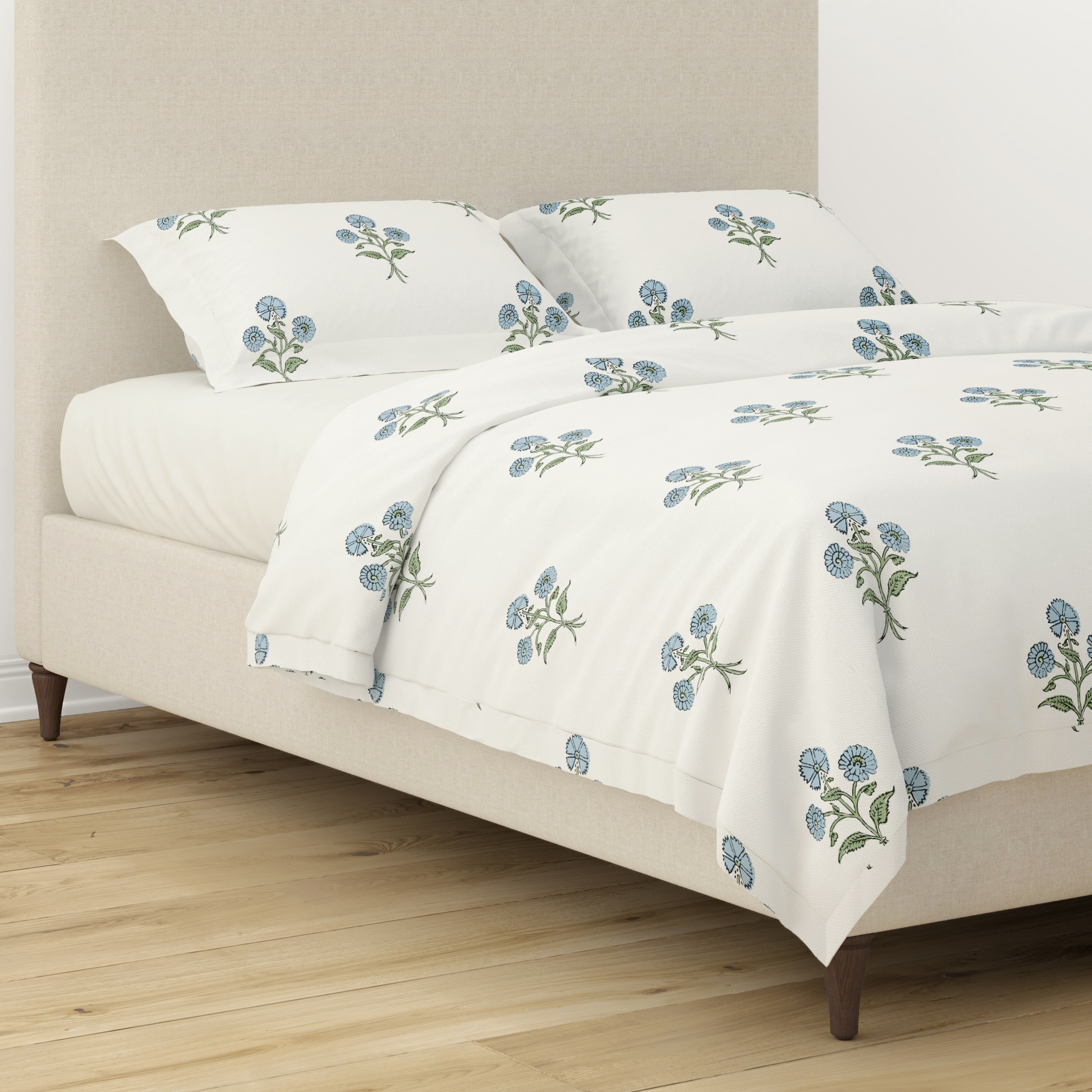 Organic Cotton Duvet Cover, Blue Delphine, Twin - Image 1