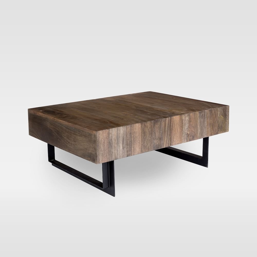 Modern Solid Wood + Iron Storage Coffee Table - Image 0