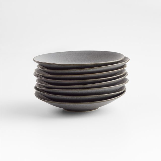 Craft Charcoal Grey Stoneware Appetizer Plates, Set of 8 - Image 0