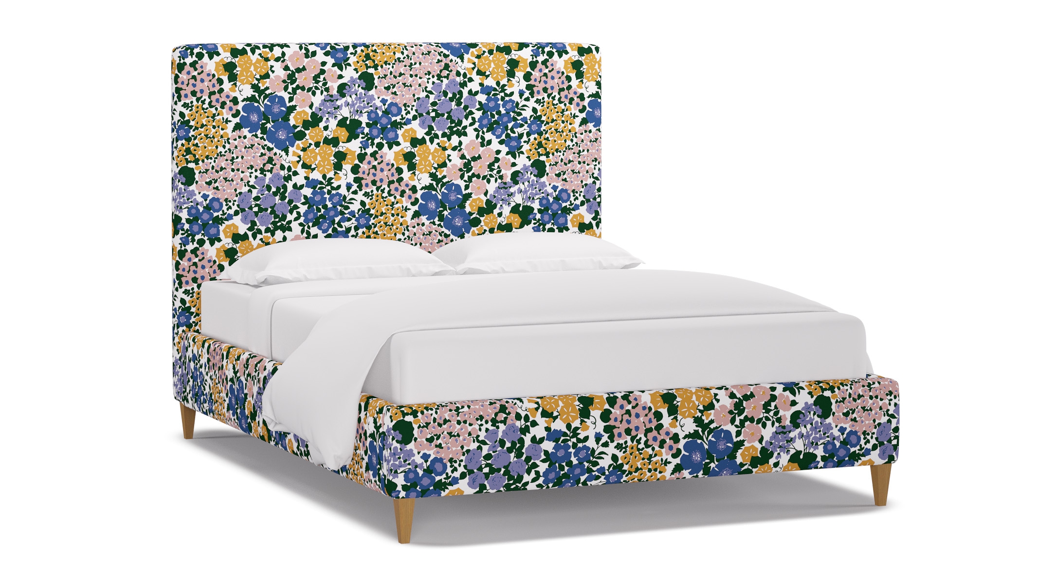 Classic Bed, Lavender Million Flowers, Natural Square Tapered Leg, Queen - Image 1
