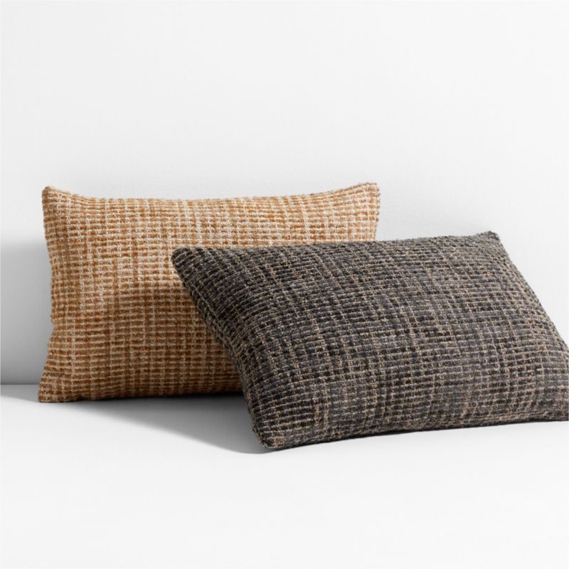Tricote Tweed 22x15 Copper Yellow Multi Throw Pillow with Down-Alternative Insert by Athena Calderone - Image 1