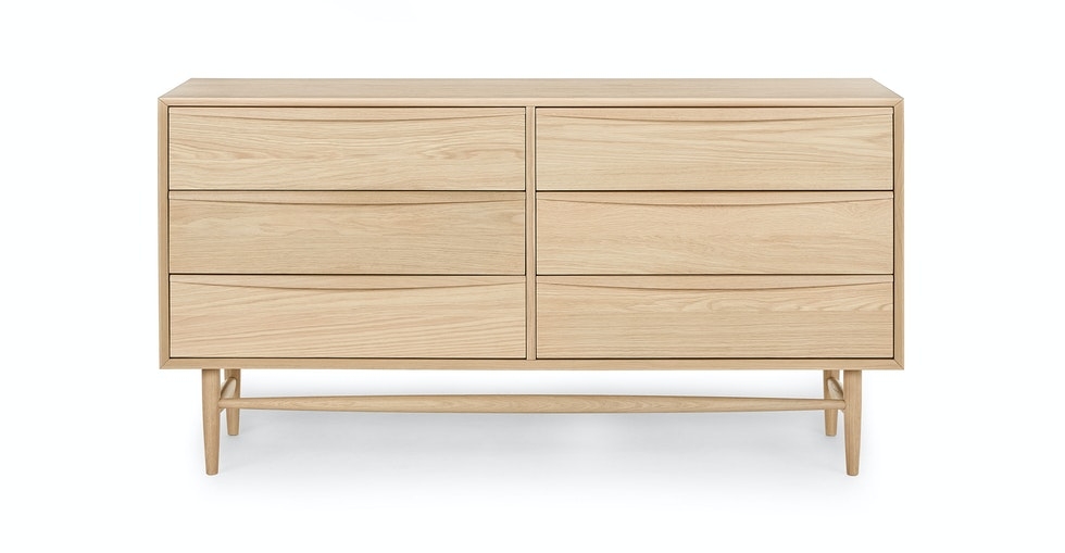 Lenia White Oak 6-Drawer Double Dresser - Image 0