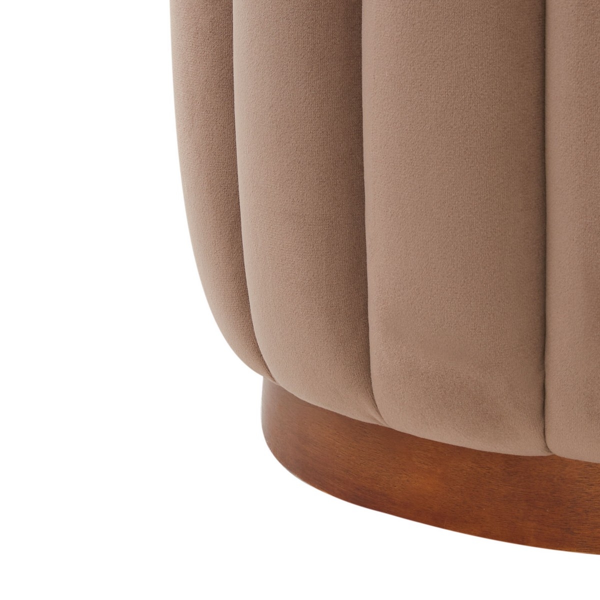 Sherrie Roundd Tufted Ottoman - Brown / Walnut - Image 2