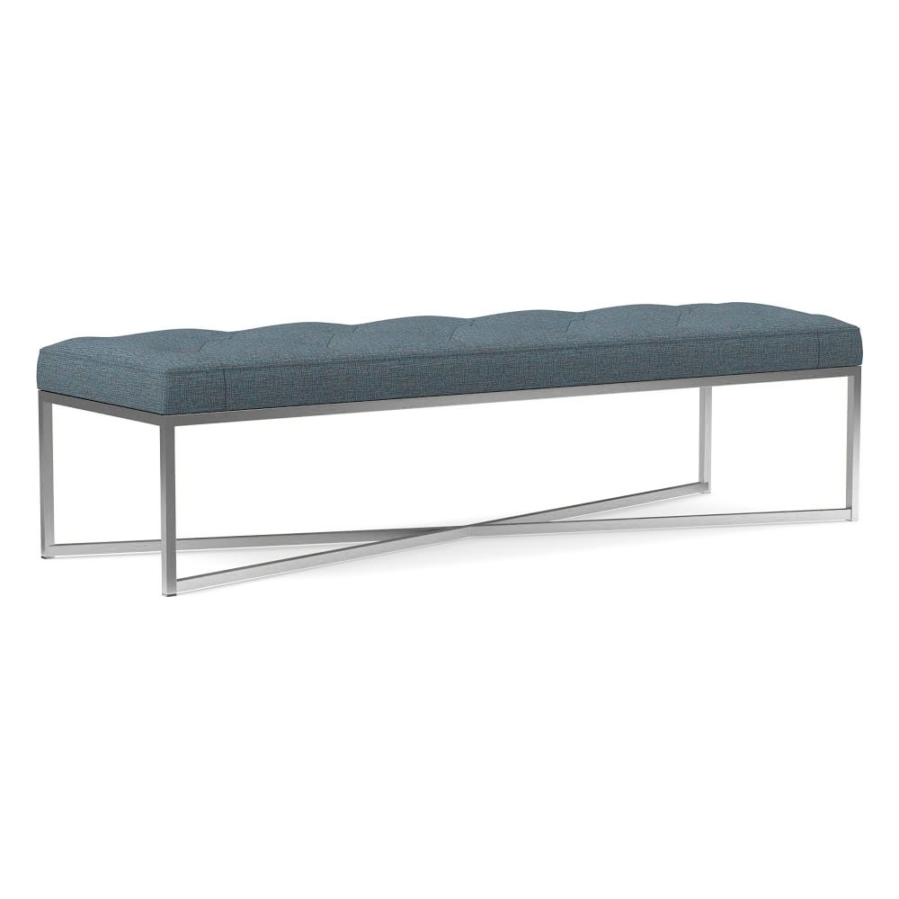 Maeve Rectangle Ottoman, Poly, Cuba, Ocean, Stainless Steel - Image 0