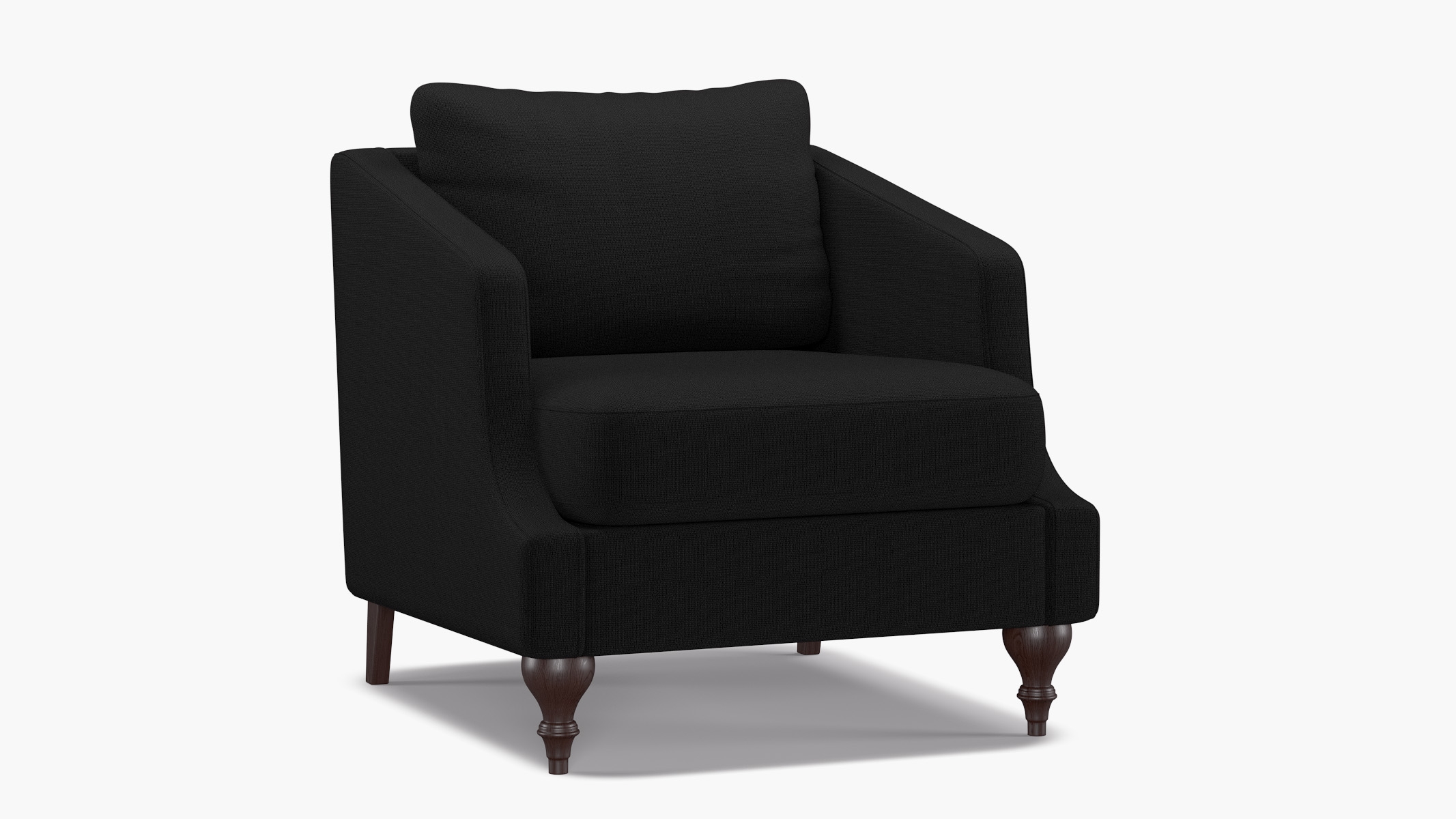 Slope Arm Chair, Raven Everyday Linen, Espresso Turned Wood Leg - Image 1